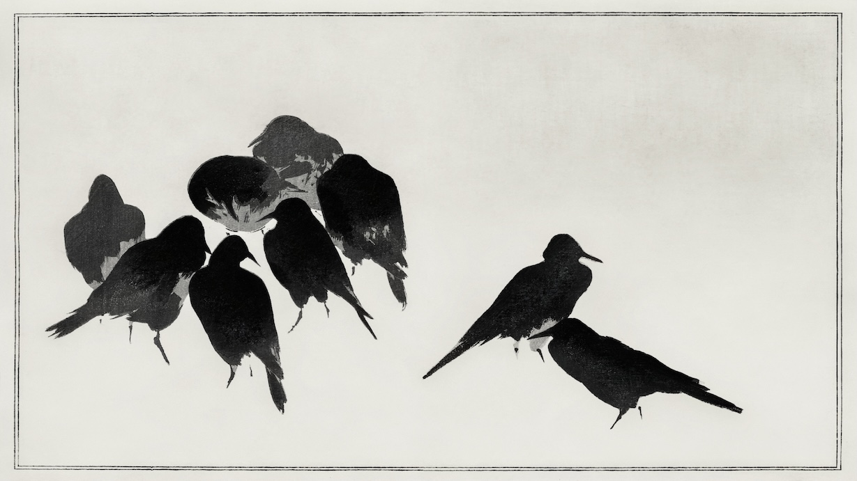 Japanese Crows - Japanese Vintage Art