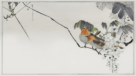 Sparrows on a Branch - Japanese Vintage Art