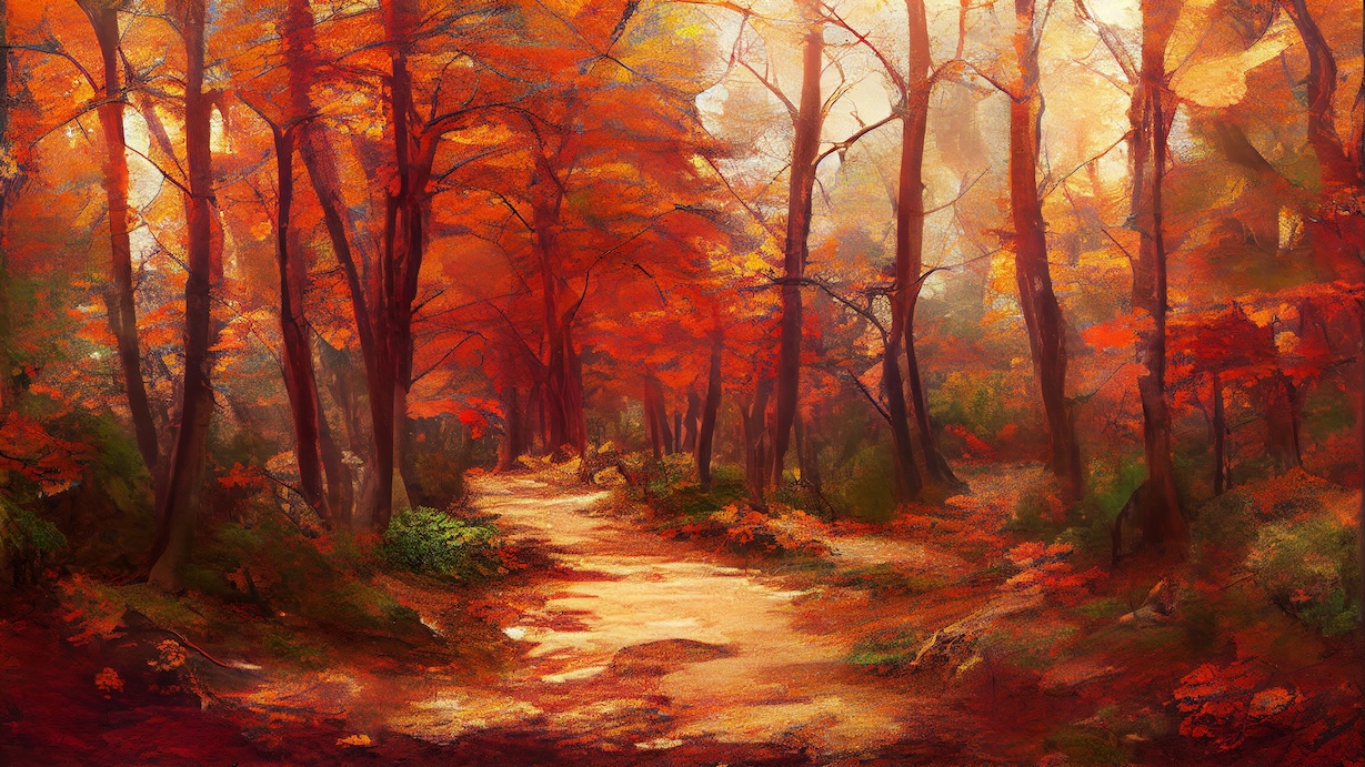 Dense Autumn Forest Trail - Dense Forest Artist Autumn Art