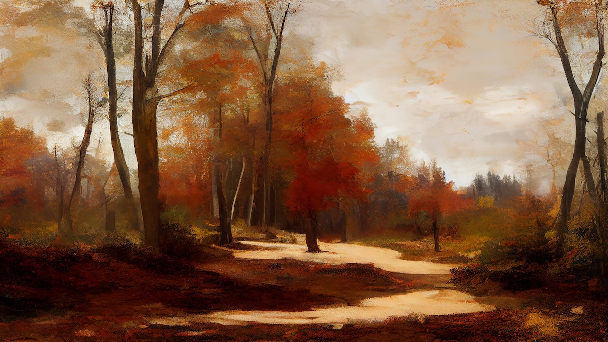 Vintage Autumn Forest Trail - Autumn Trail Artist Autumn Art
