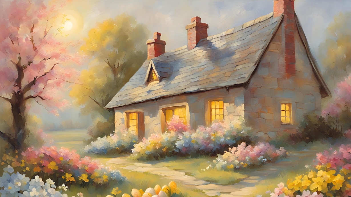 Easter Cottage Scene