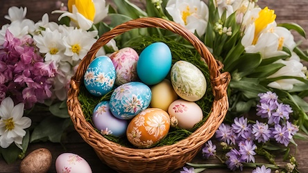 Easter Basket with Flowers