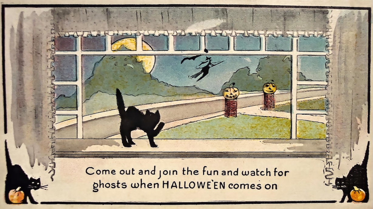 Cat Vintage Halloween Card