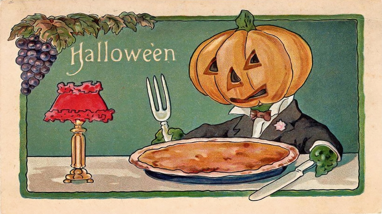 Pumpkin Man Eating Pie