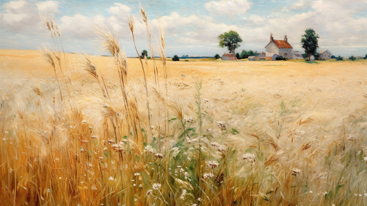 Wheat Field Country Landscape - Country Landscape Artist Summer Art