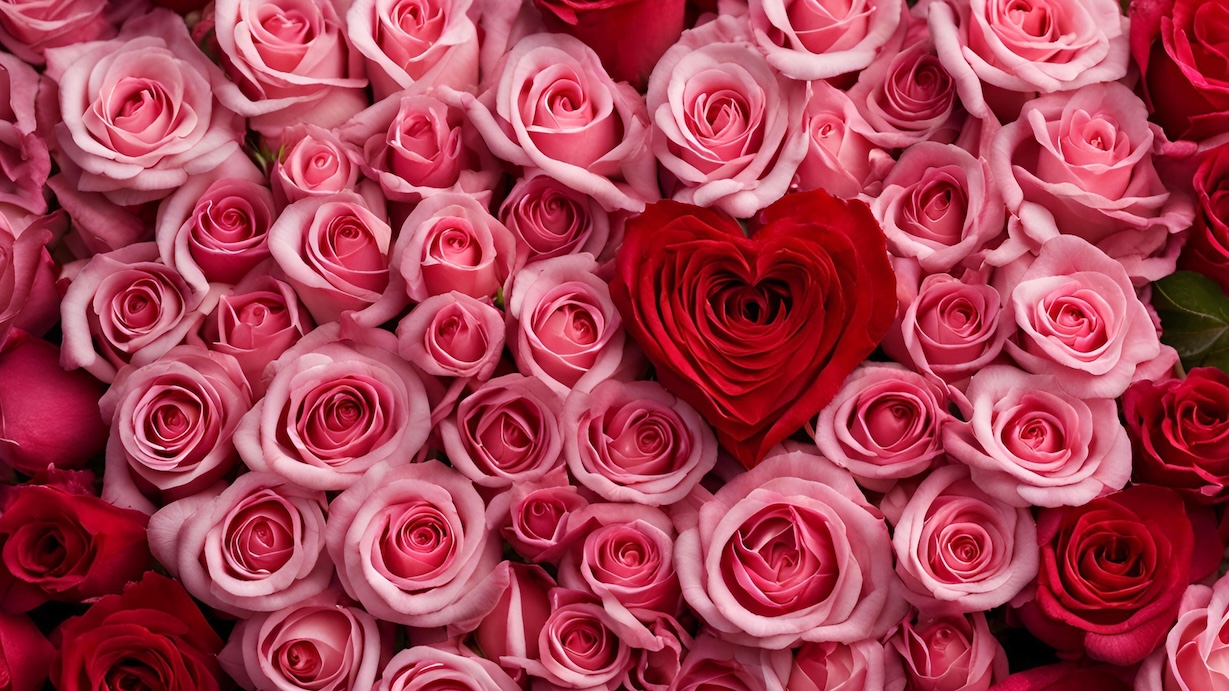 Pink Roses Heart