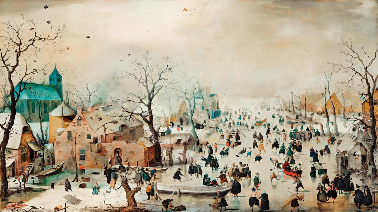 Winter Landscape with Ice Skaters - Hendrick Avercamp Vintage Christmas Art