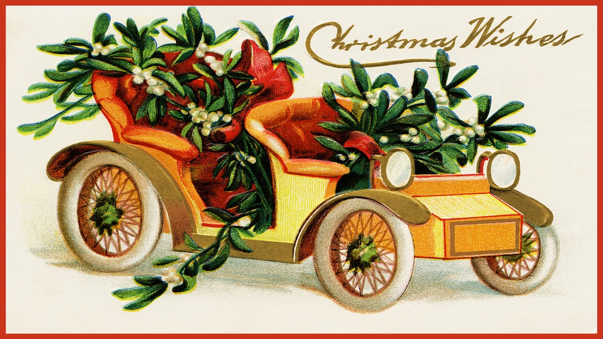 Christmas Vintage Mistletoe Card - Mistletoe Card Artist Vintage Christmas Art