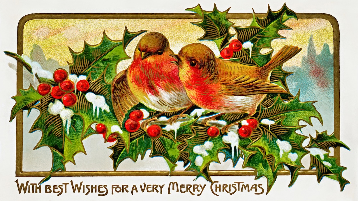 Vintage Christmas Cards with Birds - Bird Card Artist Vintage Christmas Art