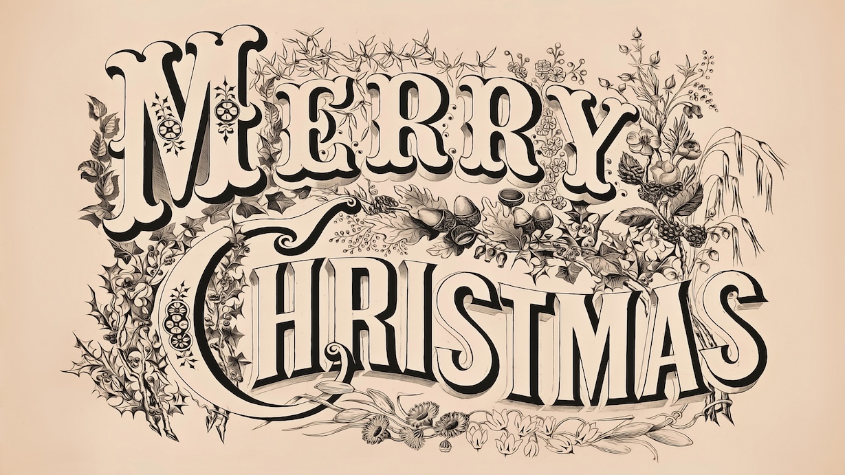 Vintage Merry Christmas - Christmas Greeting Artist Vintage Christmas Art