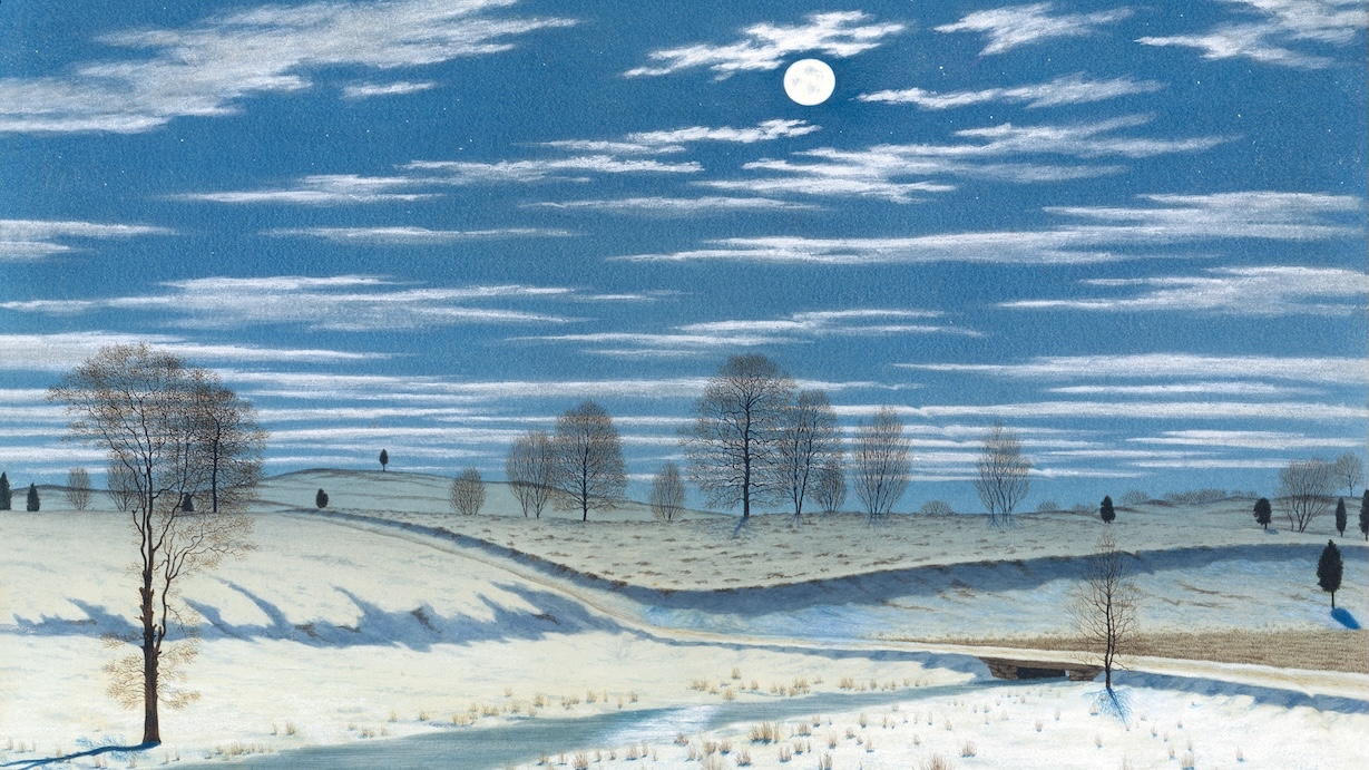 Winter Scene in Moonlight - Henry Farrer Winter Art