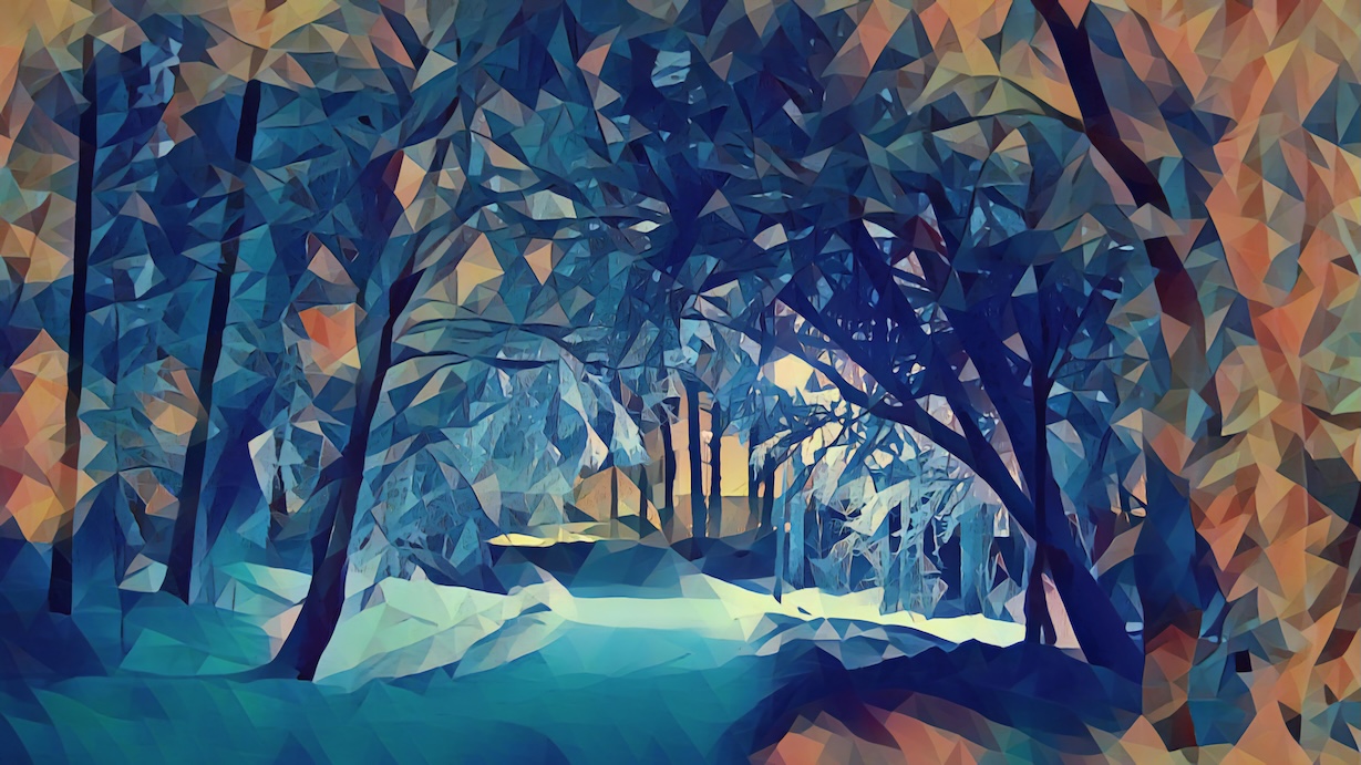 Abstract Snowy Forest Trail - Abstract Winter Artist Winter Art