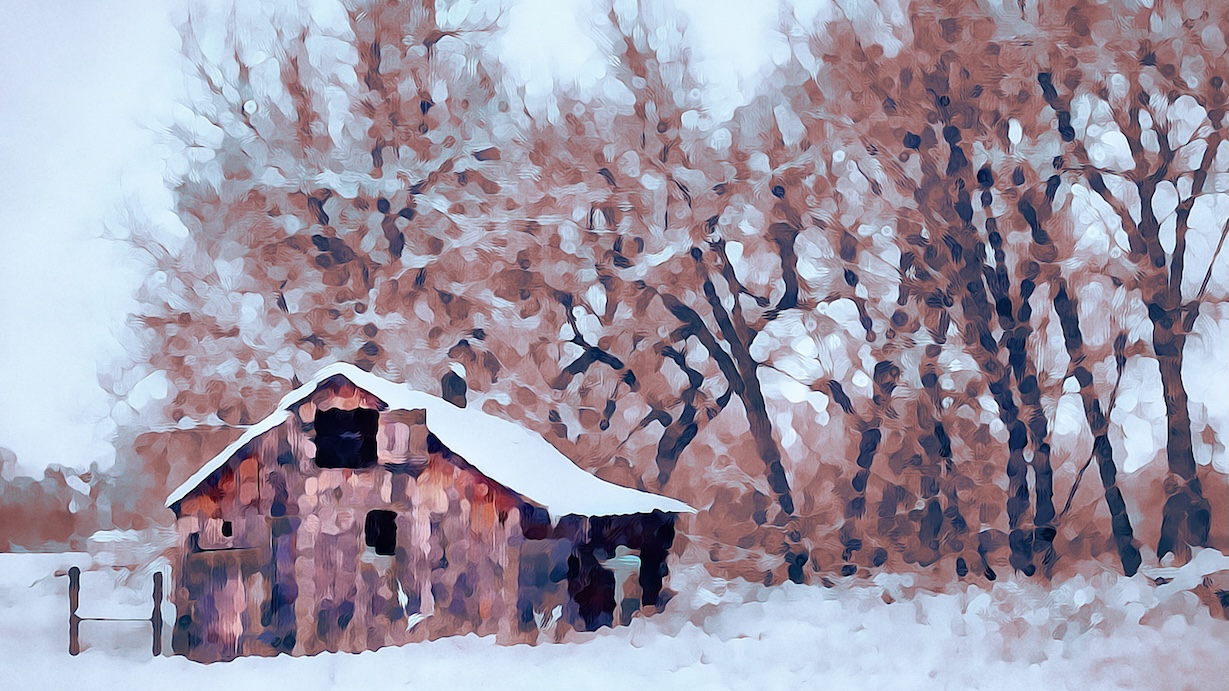 Cabin Winter Snowfall - Snowfall Artist Winter Art