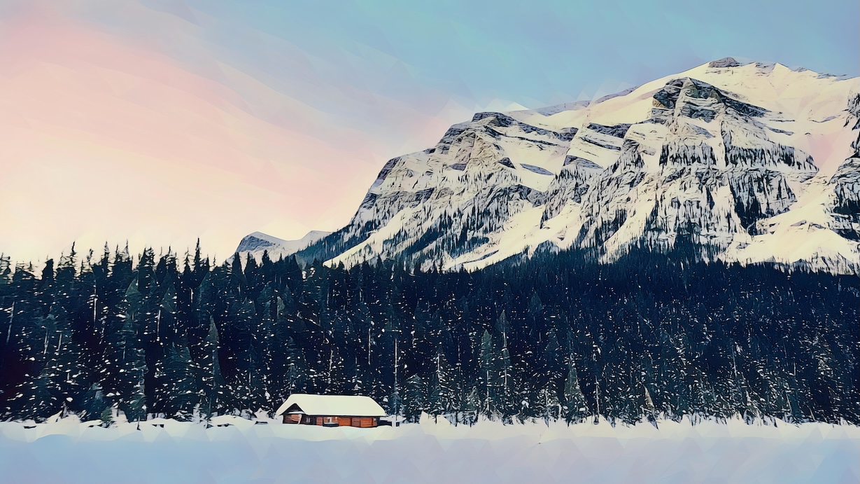 Winter Mountain Cabin - Cabin Artist Winter Art