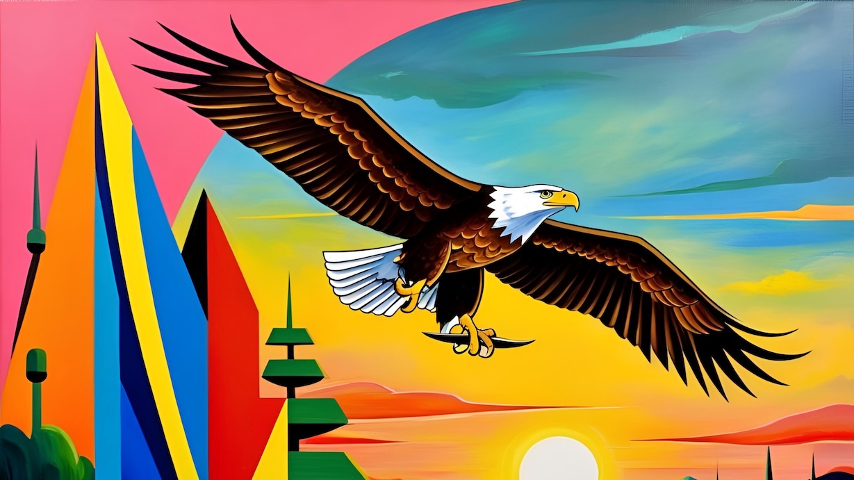 Geometric Eagle Flight - Eagle Artist MCM Animal Art