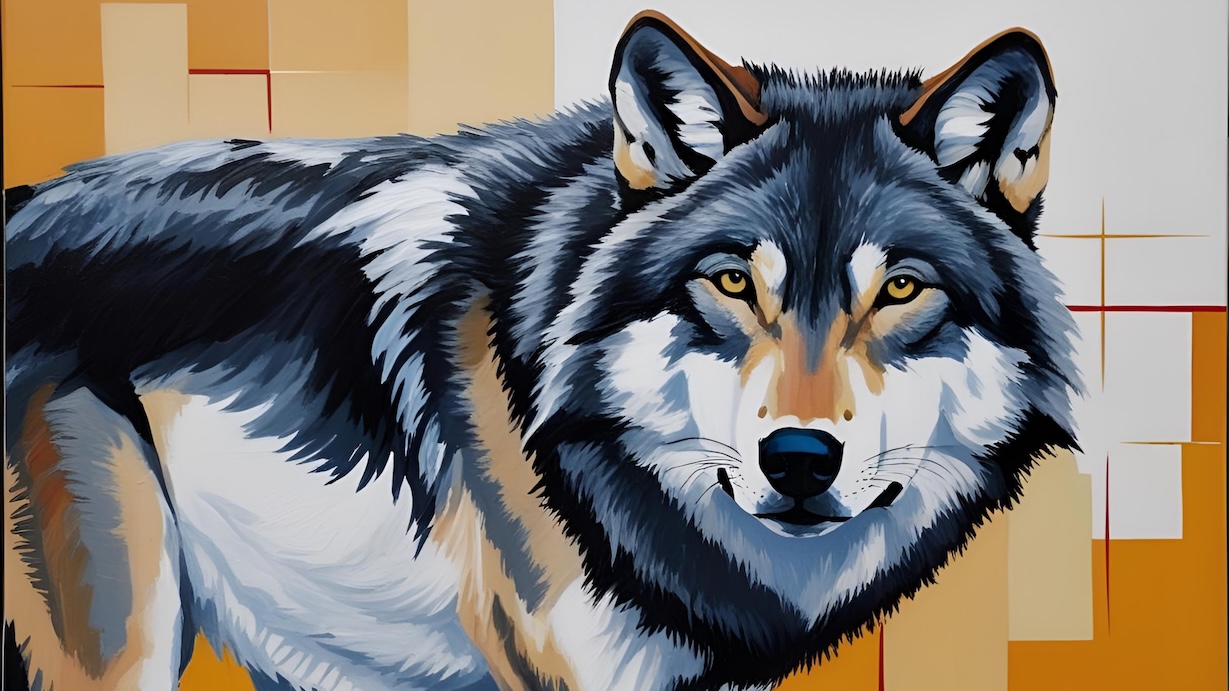 Modern Wolf Portrait - Wolf Artist MCM Animal Art