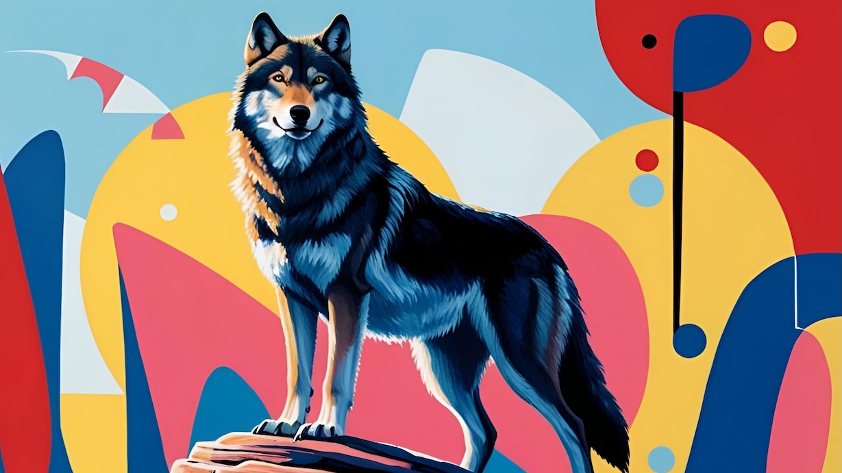 Geometric Wolf Modern - Geometric Wolf Artist MCM Animal Art