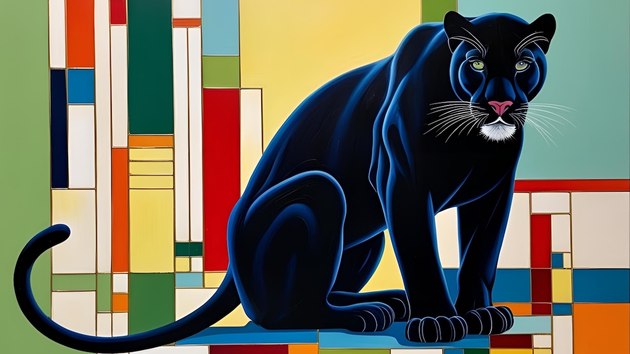 MCM Panther Geometric - Geometric Cat Artist MCM Animal Art