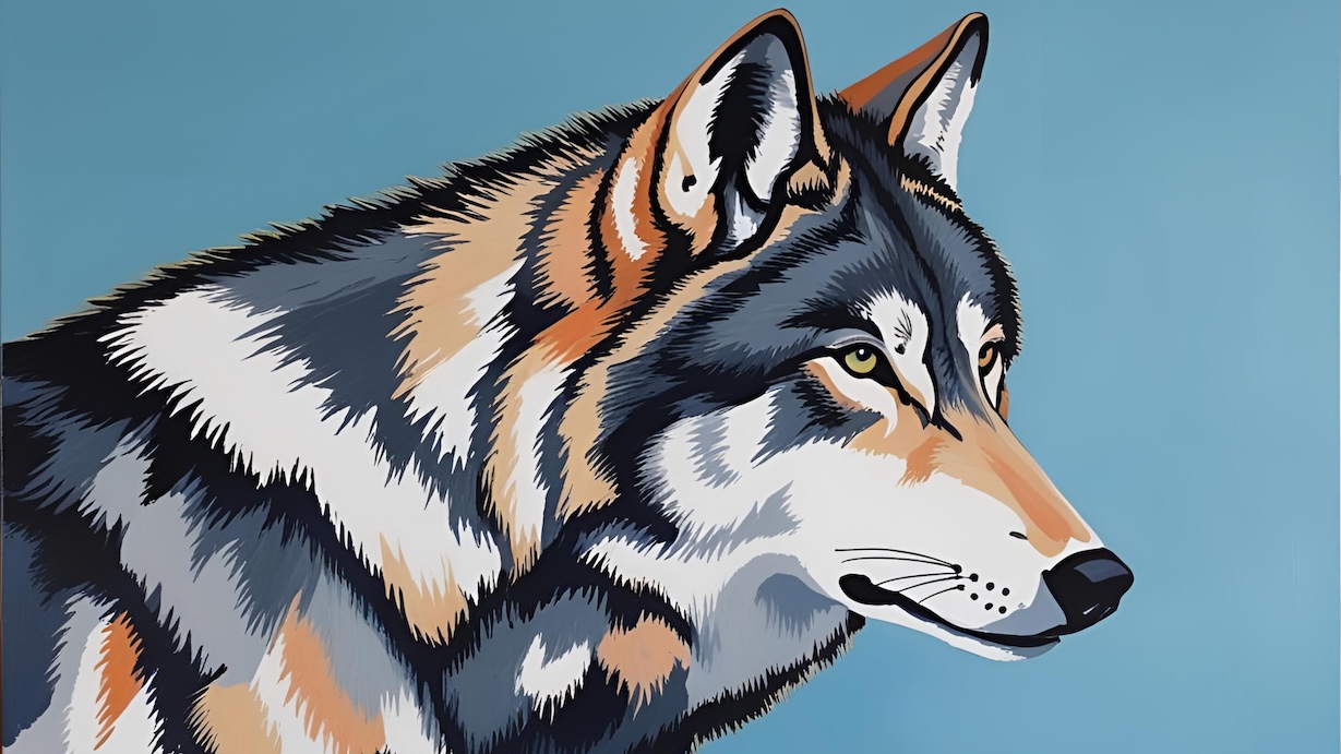 Modern Wolf Head - Wolf Head Artist MCM Animal Art
