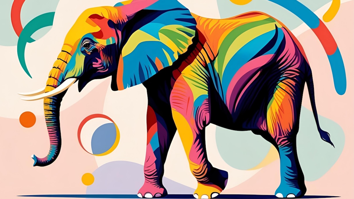 MCM Elephant Colorful - Elephant Artist MCM Animal Art