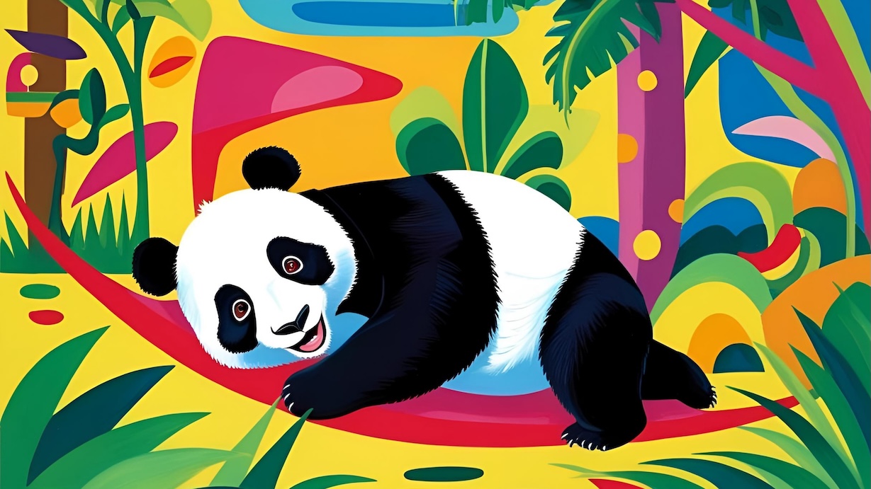 Geometric Panda Design - Panda Artist MCM Animal Art