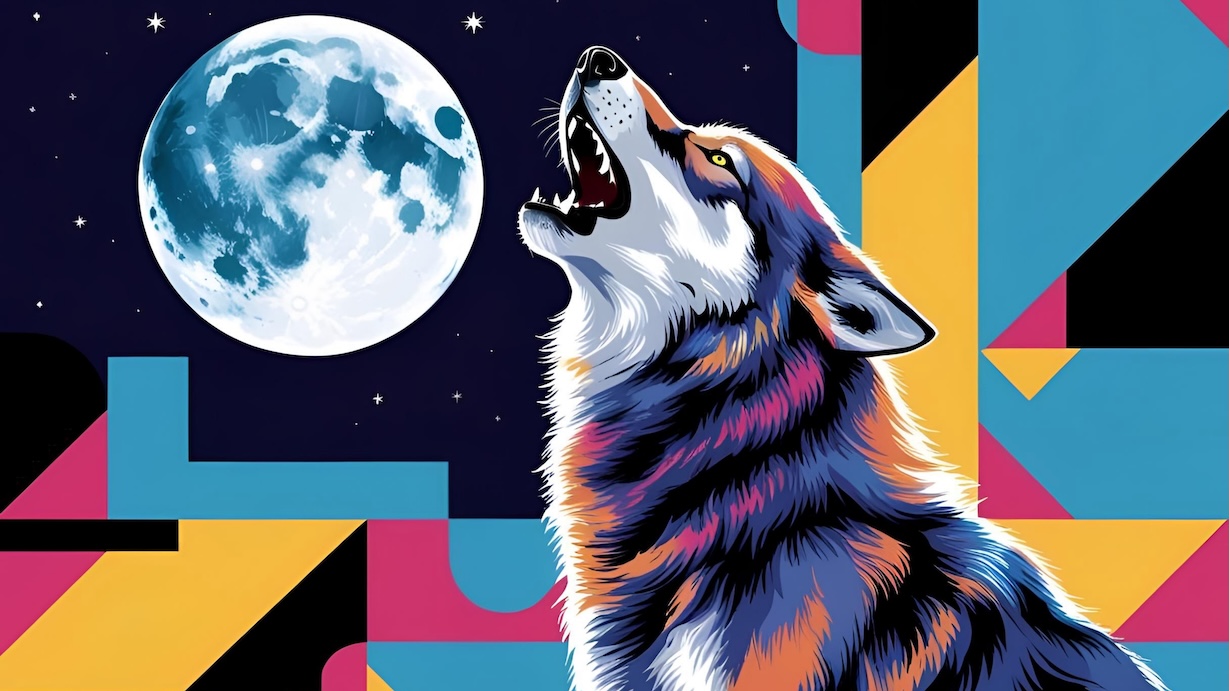 MCM Wolf Howling - Howling Wolf Artist MCM Animal Art