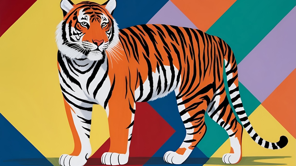 Geometric Tiger Modern - Modern Tiger Artist MCM Animal Art