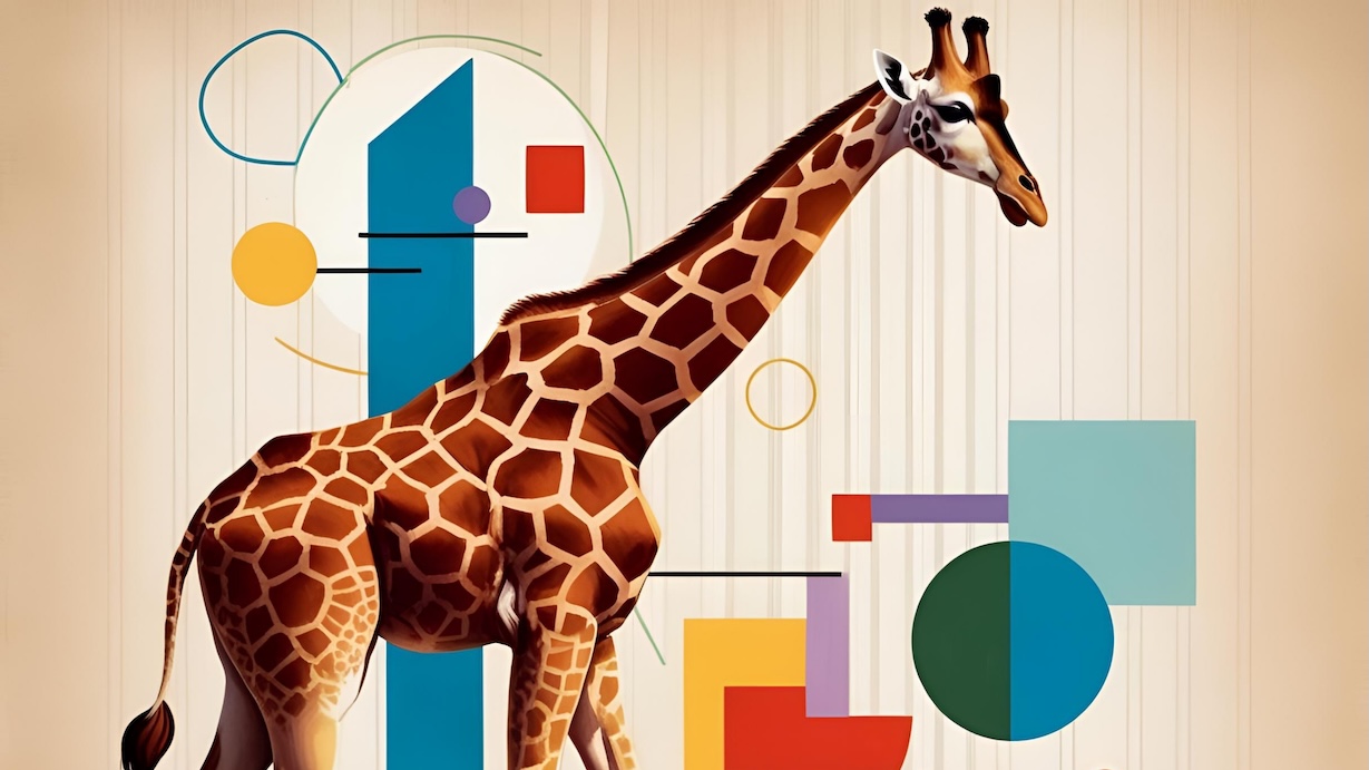 Atomic Giraffe Modern - Modern Giraffe Artist MCM Animal Art
