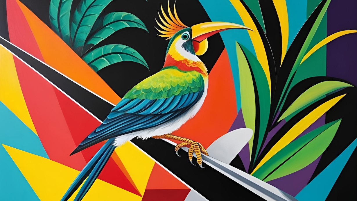 Colorful Bird Abstract - Abstract Bird Artist MCM Animal Art