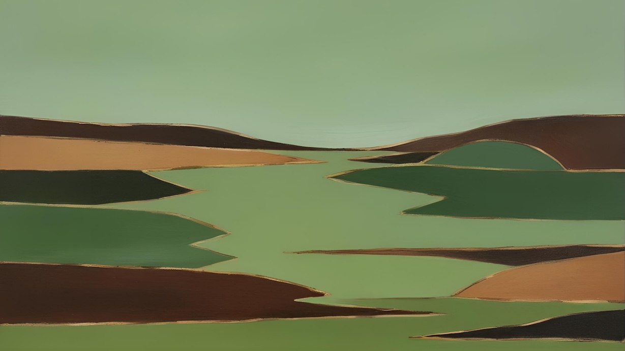 Green Abstract Layers - Layer Artist Sage Green MCM Abstract Art