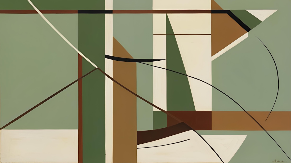 Sage Angular Design - Angular Artist Sage Green MCM Abstract Art