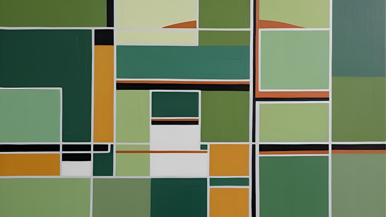 Green Grid Pattern - Grid Pattern Artist Sage Green MCM Abstract Art