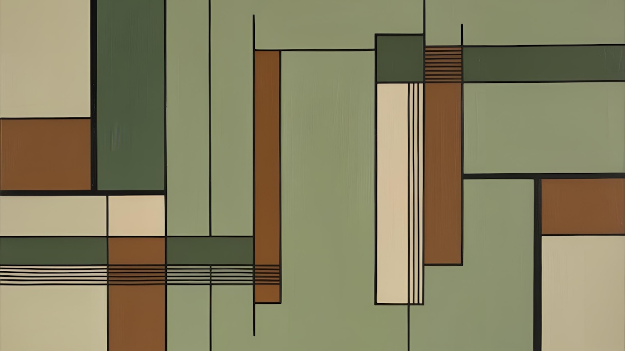 Sage Architectural Abstract - Architecture Artist Sage Green MCM Abstract Art