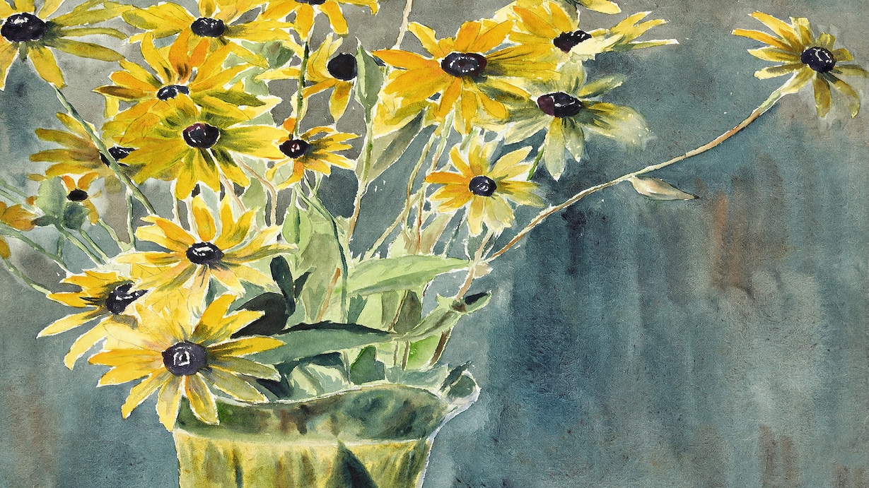 Vase with Black-eyed Susans - Van Gogh Style Wall Art