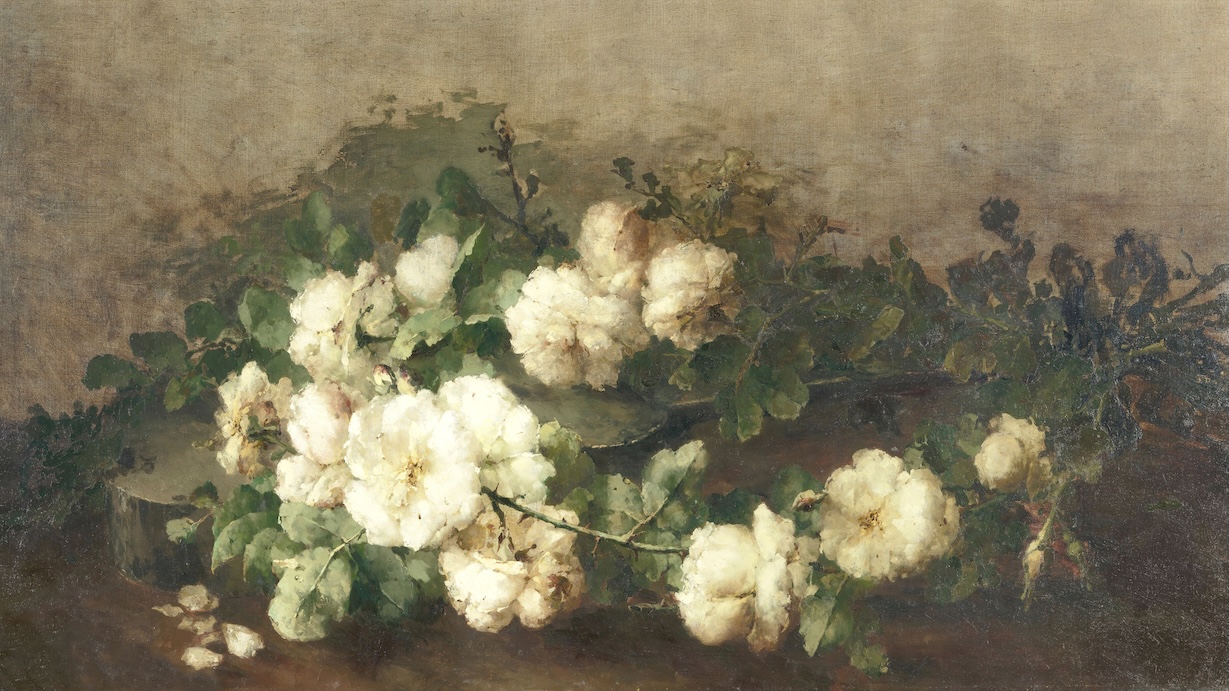 Vintage White Roses Painting - Classical Style Wall Art