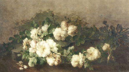 Vintage White Roses Painting - Classical Style
