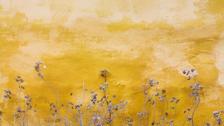 Yellow Wall with Flowers - Contemporary Style