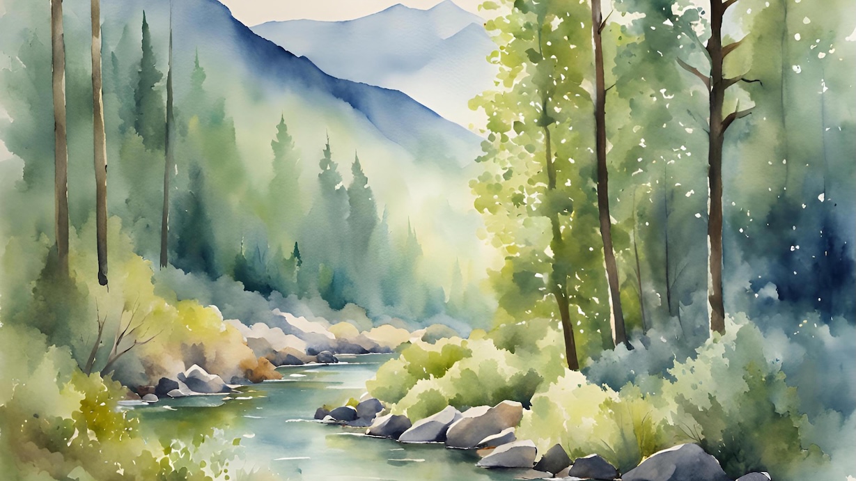 Forest Stream Valley - Woodland Creek Landscape Wall Art