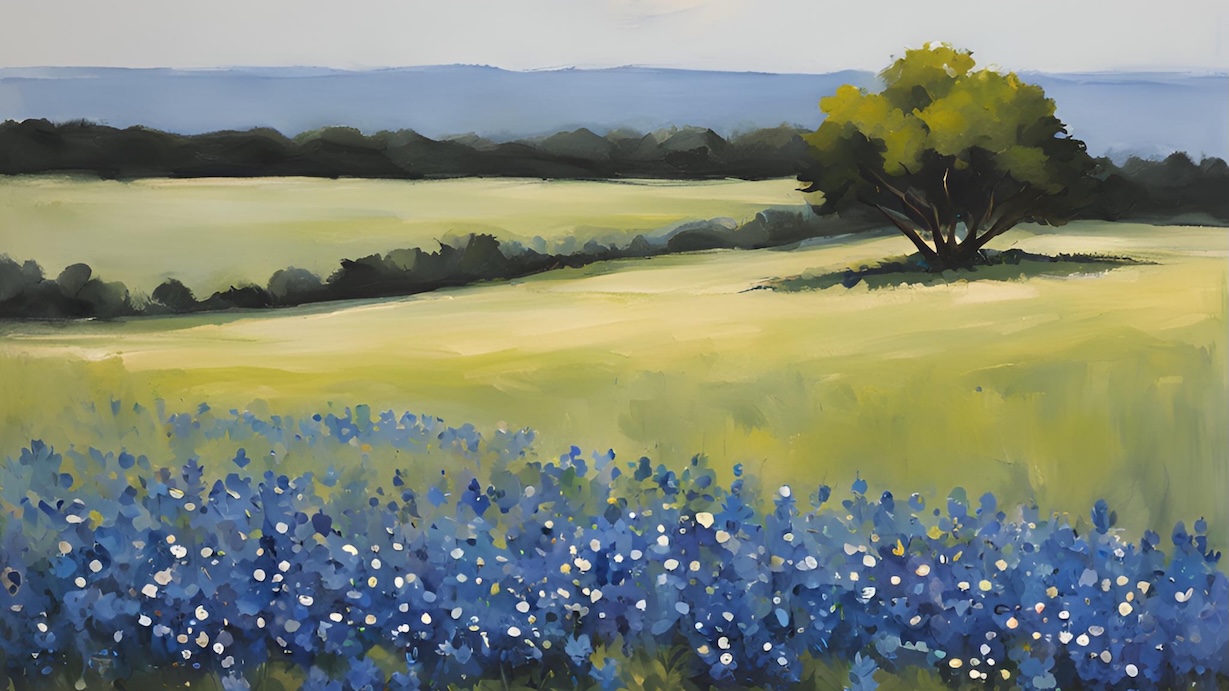 Bluebonnet Field Dream - Wildflower Artist Minimalist Wall Art