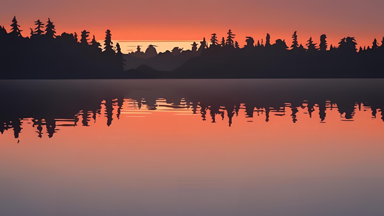 Lake Reflection Sunset - Lake Artist Minimalist Wall Art