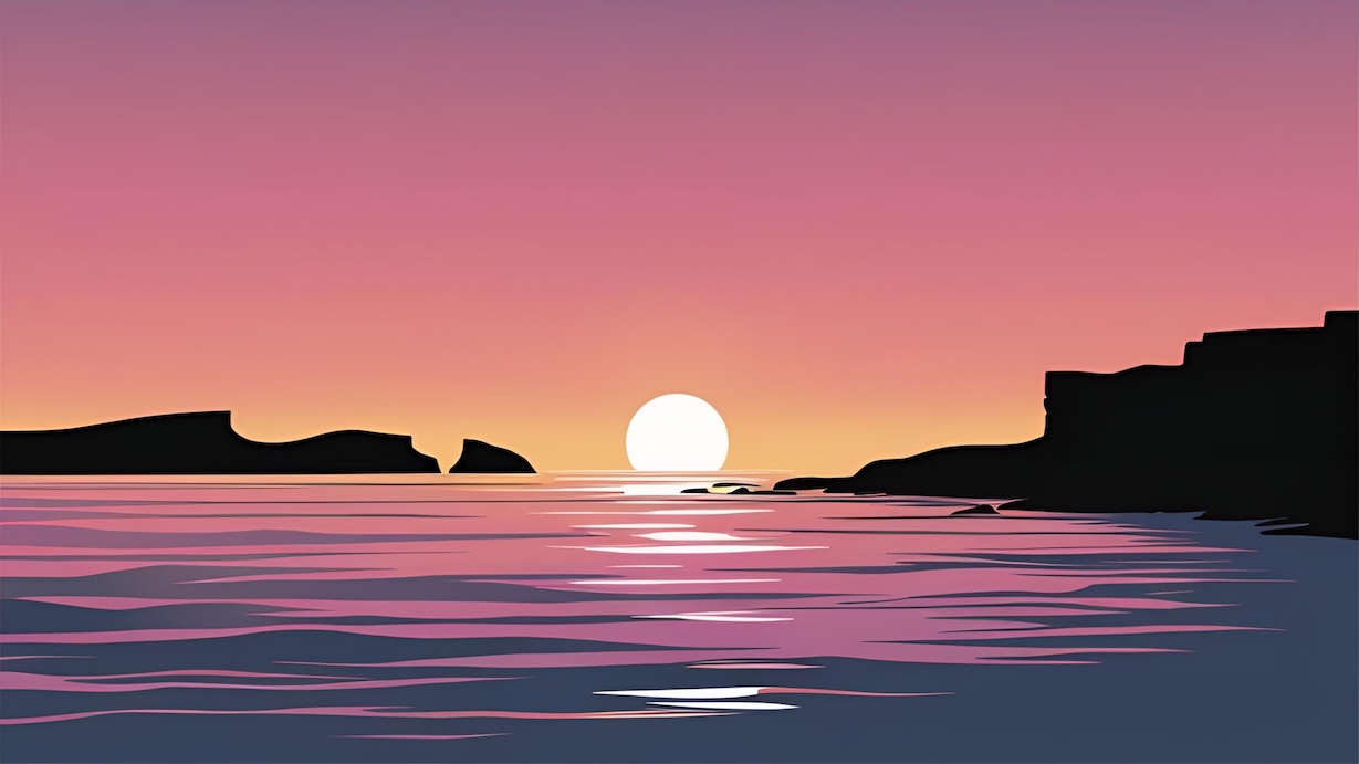Purple Sunset Lake - Twilight Artist Minimalist Wall Art