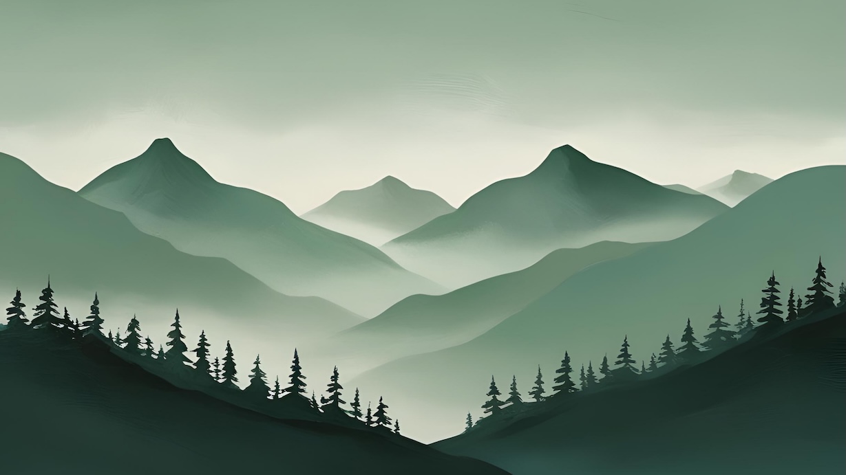 Forest Mountain Layers - Forest Artist Minimalist Wall Art