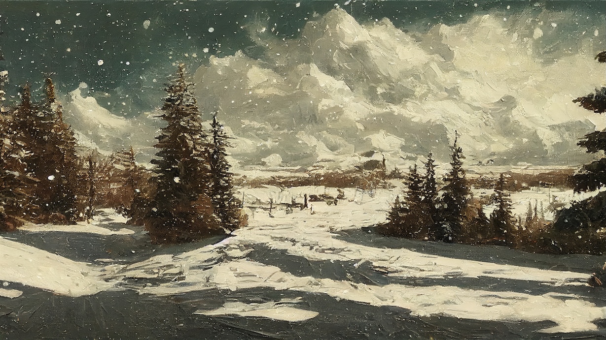Winter Mountain Scene - Winter Artist Mountain Wall Art