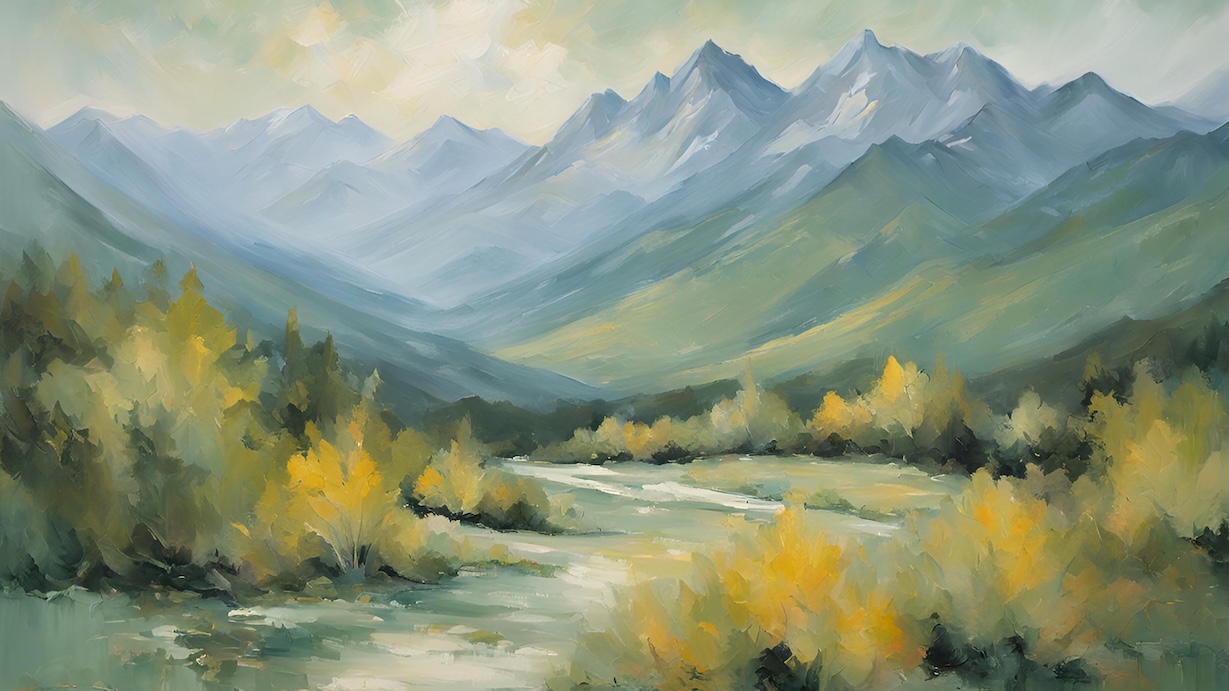 Mountain Valley Stream - Stream Artist Mountain Wall Art