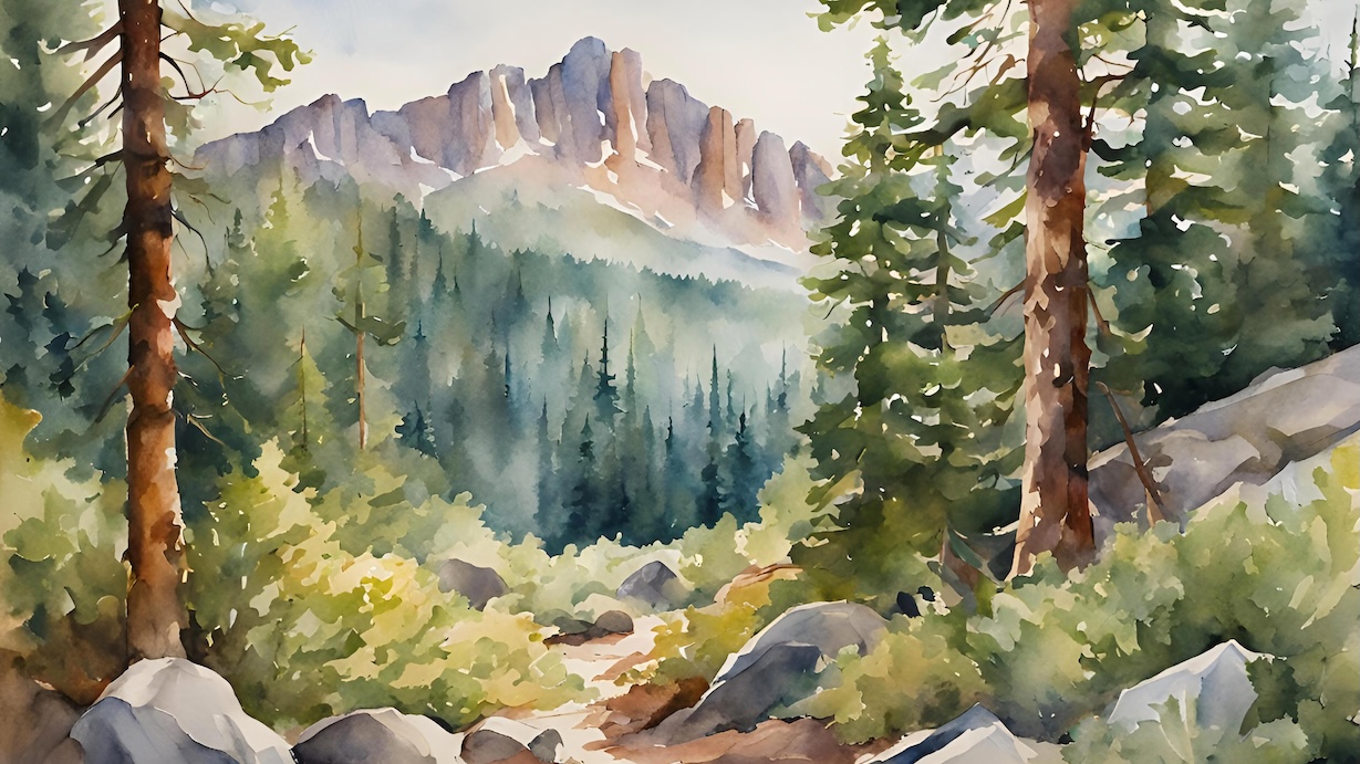 Forest Mountain Trail - Digital Artist Mountain Wall Art