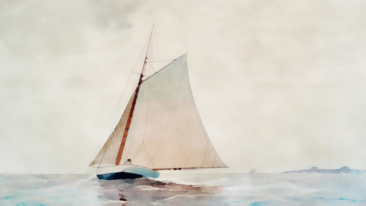 Boat at Sea Dawn - Morning Waters Nautical Maritime Art