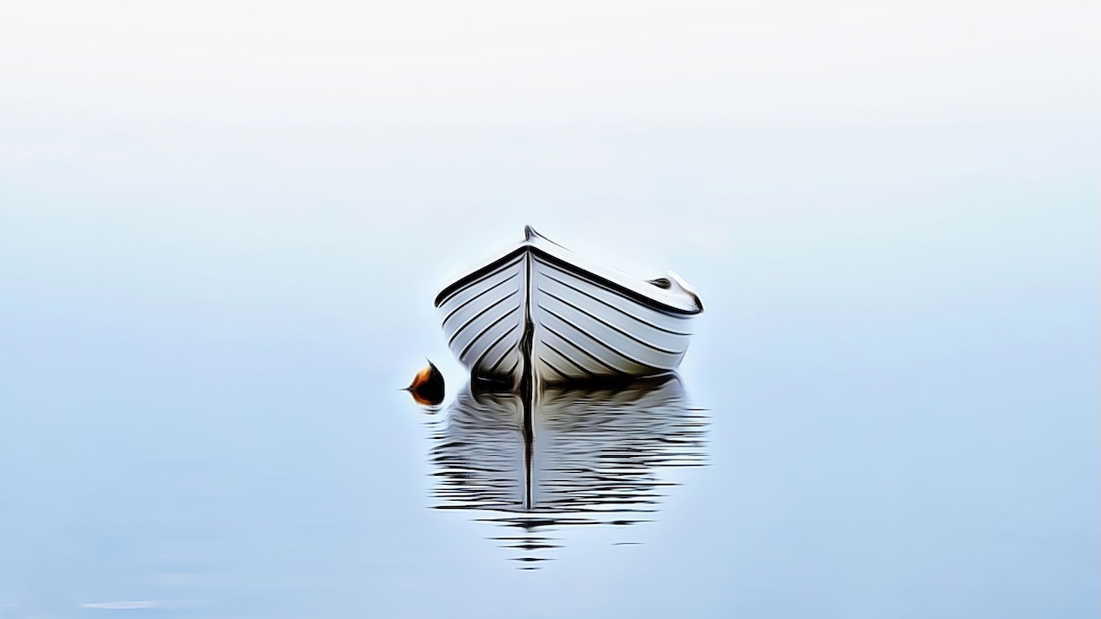 Boat at Sea Twilight - Evening Maritime Nautical Maritime Art