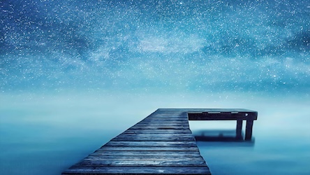 Wooden Pier Under Starry Night