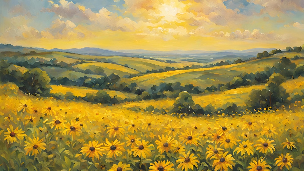 Rolling Hills Blooms - Endless Wildflower Landscape Wall Art