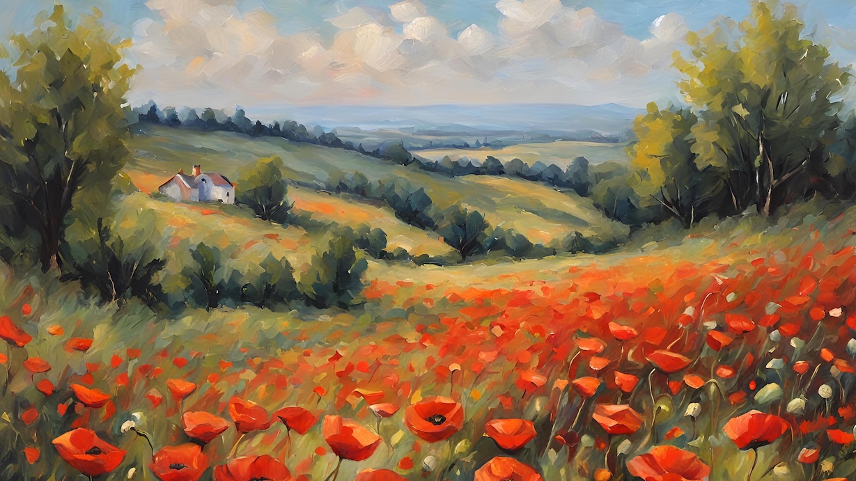 Poppy and Wildflower Mix - Red Poppies with Mixed Flowers Wall Art